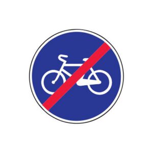 Rīkojuma zīme Nr.414/Velosipēdu ceļa beigas, d.900mm, 1. atstarošanas klase
