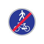 Rīkojuma zīme Nr.418/Kopīga gājēju un velosipēdu ceļa beigas, d.900mm, 1. atstarošanas klase
