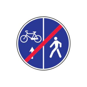 Rīkojuma zīme Nr.420/Gājēju un velosipēdu ceļa beigas, d.900mm, 2. atstarošanas klase