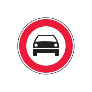 Aizlieguma zīme Nr.303/Mehāniskajiem transportlīdzekļiem braukt aizliegts, d.900mm, 2. atstarošanas klase