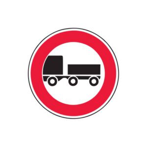 Aizlieguma zīme Nr.307/Ar piekabi braukt aizliegts, d.900mm, 2. atstarošanas klase