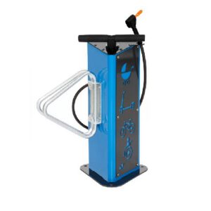 Velosipēdu remonta ministacija ar rokas pumpi un statīvu (cinkota un krāsota RAL tonī)