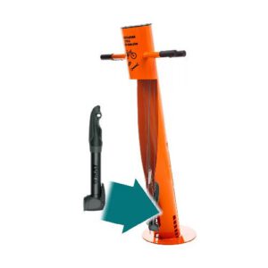 Velosipēdu remonta stacijas pamata modulis ar instrumentu komplektu un rokas pumpi (cinkots un krāsots RAL tonī)