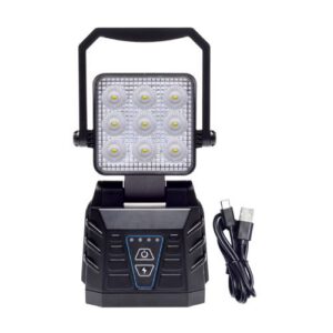 LED darba lukturis uz magnēta (lādējams), ar rokturi (balta/oranža gaisma), 27W (9 LED)