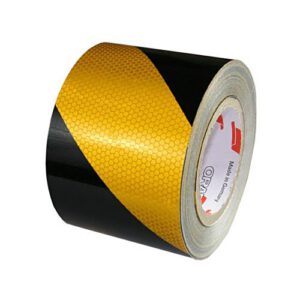 Oralite 5831 pašlīmējoša līmlenta, dzeltenmelna, h=100mm, atstarošanas klase 2, virziens pa labi (25m rullis)