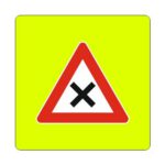 Brīdinājuma zīme Nr.101F/Vienādas nozīmes ceļu krustojums, 1200x1200mm ar fluorescējošu rāmi, 2. atst. klase