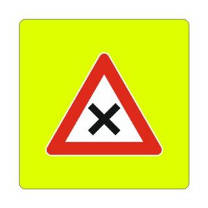 Metāla brīdinājuma zīme Nr.101/Vienādas nozīmes ceļu krustojums, 1200x1200mm ar fluorescējošu rāmi, 2. atst. klase