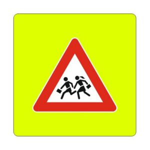 Brīdinājuma zīme Nr.121F/Bērni, 1200x1200mm ar fluorescējošu rāmi, 2. atst. klase