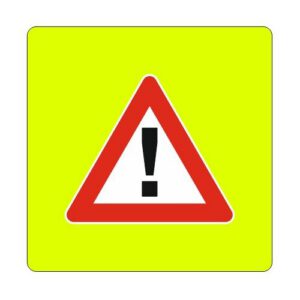 Brīdinājuma zīme Nr.142F/Bīstami, 940x940mm ar fluorescējošu rāmi, 2. atst. klase