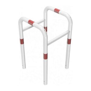 Metāla kvadrātveida aizsargbarjera (cinkota un krāsota balta ar sarkanām joslām), 800x800mm, betonējama [SCH]