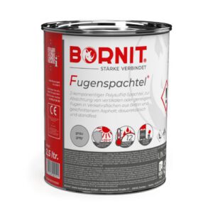BORNIT® Fugenspachtel auksta pielietojuma masa vertikālu/slīpu šuvju hermetizēšanai (2-komponentu), 2.5l bundža, pelēka