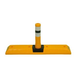 PVC automašīnu atdure jeb parkošanās barjera (1000x200mm) ar poliuretāna stabiņu (oranžu), h=465mm [TEM]