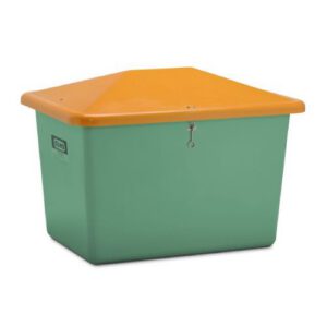 Smilts/sāls stiklšķiedras konteiners, zaļšar oranžu vāku, 700l