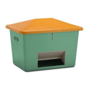 Smilts/sāls stiklšķiedras konteiners, zaļšar oranžu vāku, 700l (atvērtā tipa)