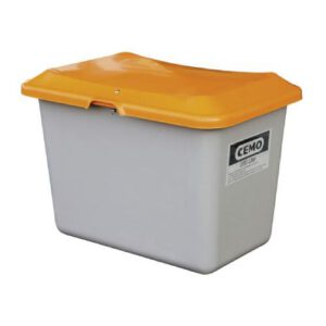 Smilts/sāls stiklšķiedras konteiners, pelēks ar oranžu vāku, 200l [CE]
