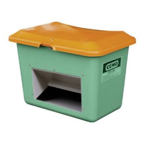 Smilts/sāls stiklšķiedras konteiners, zaļš ar oranžu vāku, 200l (atvērtā tipa) [CE]