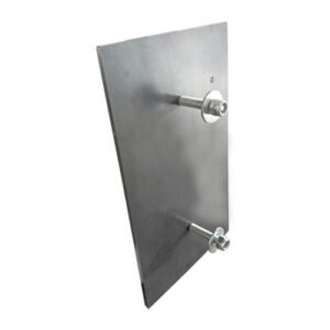 Metāla plāksne (stiprinājums) gumijas aizsargam, 450x250x6mm (ar paplāksnēm, uzgriežņiem)