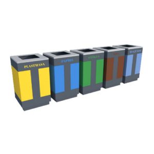 Metāla atkritumu tvertne ar lāzera uzrakstu (cinkota un krāsota RAL 7021), 80l [KRO]