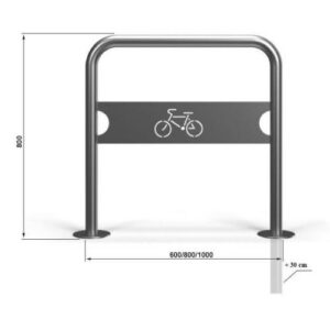 Velosipēdu statīvs (U-profila) ar lāzera izgrieztu logotipu vai simbolu (dažādi veidi un izmēri; pēc pasūtījuma)