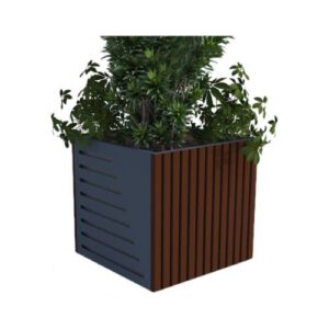 Cinkots un krāsots puķu pods ar koka dēlīšiem DON II (700x700mm) [KRO]