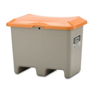Smilts/sāls stiklšķiedras konteiners, pelēks ar oranžu vāku, 200l (ar iekrāvēja ejām) [CE]