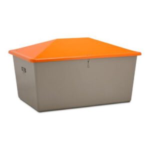 Smilts/sāls stiklšķiedras konteiners, pelēks ar oranžu vāku, 2200l [CE]