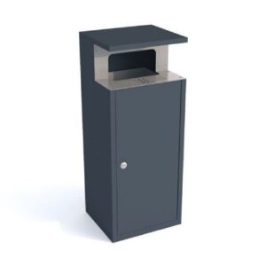 Metāla atkritumu tvertne ar pelnu trauku (cinkota un krāsota RAL 7021), 80l [KRO]