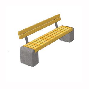 Betona soliņš ar koka dēlīšiem un atzveltni, 2200x430x820mm