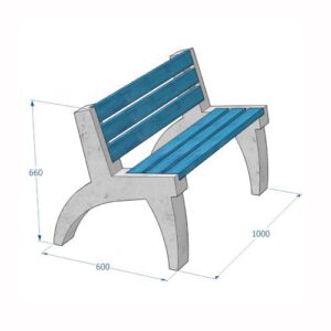 Betona soliņš ar atzveltni un koka dēlīšiem, 1000x600x660mm