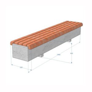 Betona soliņš ar koka dēlīšiem, 2400x520x420mm