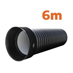 PP dubultsienu caurteka ar uzmavu bez blīvgredzena, 500/573x6000mm, klase SN8