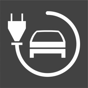 Termoplastikāta simbols (karsējams) "Elektro transporta līdzekļu uzlādes vieta", 910x1000mm, balts (RAL 9016)
