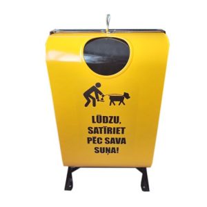 Tērauda atkritumu tvertne suņu ekskrementiem, 50l [teksts un ikona pēc izvēles]