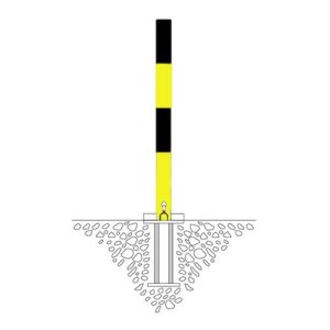 Stāvvietu barjera - "SESAM A stabiņš" - dzelteni melna, ar iekšējo atslēgu (montējama betonā)