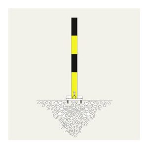 Stāvvietu barjera - "SESAM B stabiņš" - melni-dzeltena, slēdzama ar trijstūrveida atslēgu