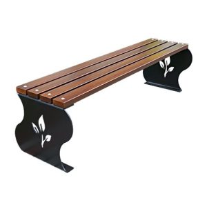 Atpūtas soliņš bez atzveltnes ar dekoratīvu metāla korpusu, 180cm (ar 4 dēļiem)