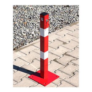 Stāvvietu barjera "Stabiņš" ar iekšējo slēdzeni (sarkana ar baltām joslām), h=600mm [KRO]