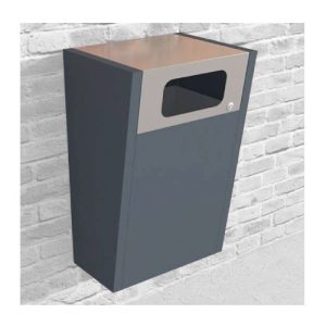 Metāla atkritumu tvertne, stiprināma pie sienas (cinkota un krāsota RAL 7021), 80l [KRO]