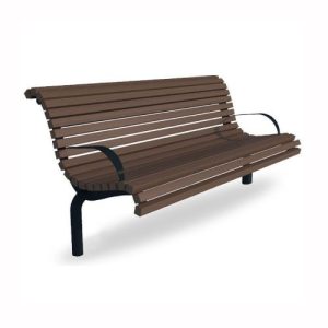 Tērauda soliņš ar atzveltni un roku balstiem, 1800mm (cinkots/krāsots RAL tonī)