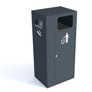 Metāla atkritumu tvertne ar pelnu trauku (cinkota un krāsota RAL), 40l [KRO]