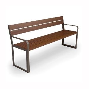 Tērauda soliņš ar atzveltni un roku balstiem, 1800mm (cinkots/krāsots RAL tonī)