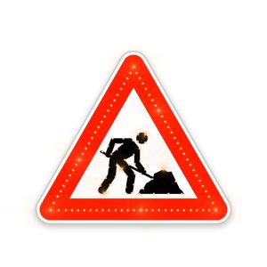 Aktīvā LED ceļa zīme Nr.118 "Uz ceļa strādā", 700x700mm