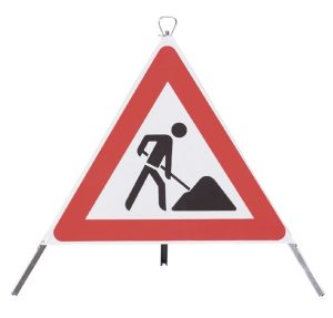 Salokāma ceļa zīme Nr.118 "Uz ceļa strādā", no 3 pusēm, 700mm [NI]