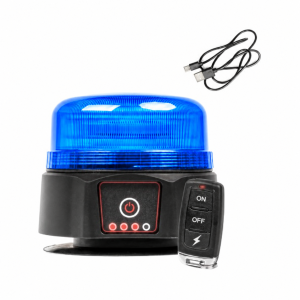 LED bākuguns uz magnēta ar piesūcekni, lādējama, ar vadības pulti (12-24V), R65 (zils stikls)